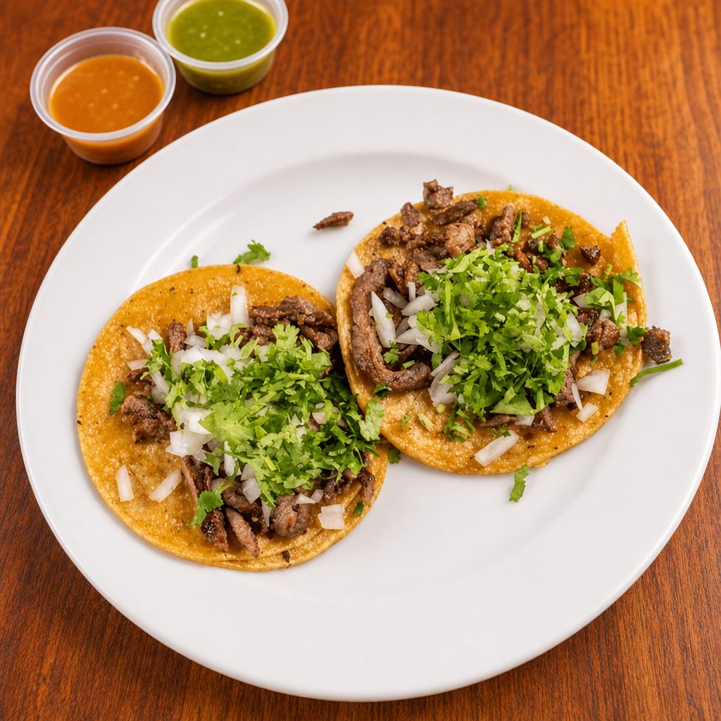Tacos (Asada, Chorizo, Pollo, Pastor).